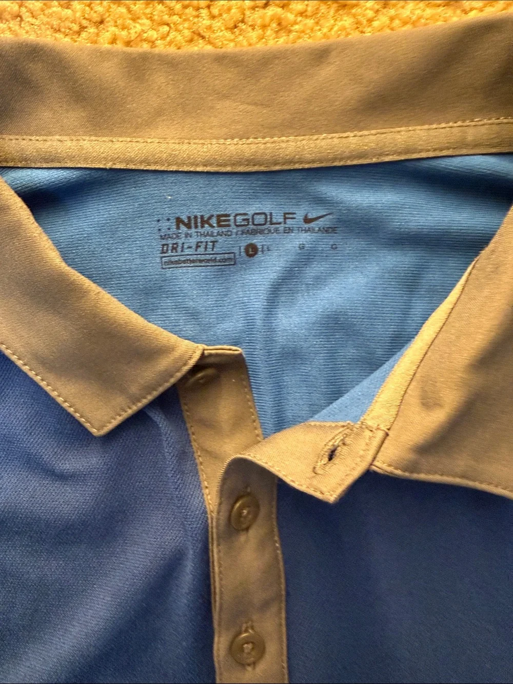 Nike Men’s Royal Blue Polo with Gray Collar and Corona Extra Sleeve Logo